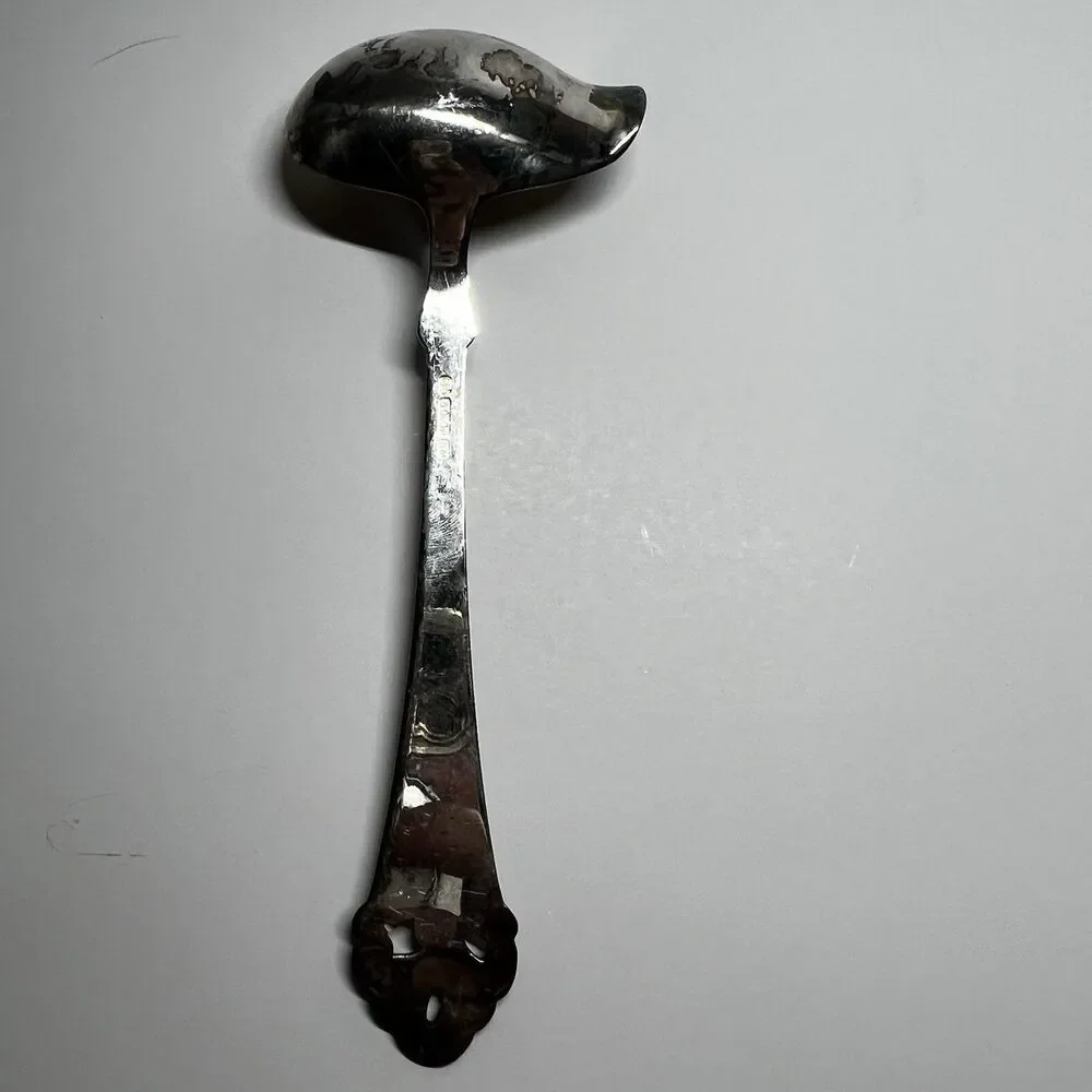 Vintage Norway Silverplate Gravy Ladle Marked 60 Gr NM Pierced Handle 6
